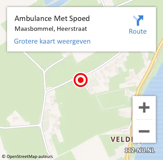 Locatie op kaart van de 112 melding: Ambulance Met Spoed Naar Maasbommel, Heerstraat op 5 juni 2016 10:49