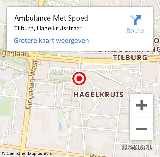 Locatie op kaart van de 112 melding: Ambulance Met Spoed Naar Tilburg, Hagelkruisstraat op 17 december 2013 10:18