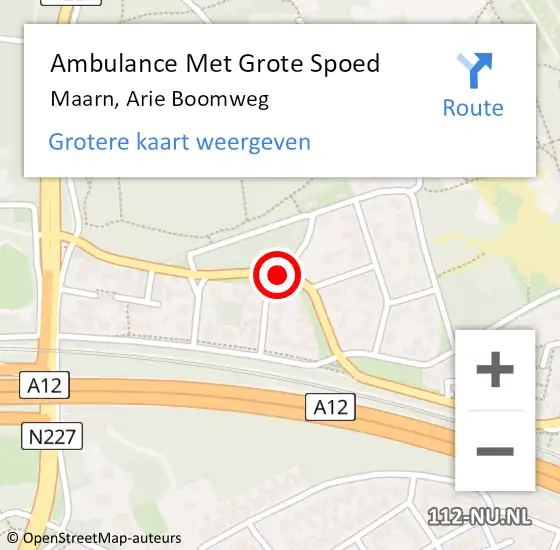 Locatie op kaart van de 112 melding: Ambulance Met Grote Spoed Naar Maarn, Arie Boomweg op 5 juni 2016 11:11