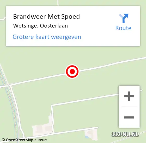 Locatie op kaart van de 112 melding: Brandweer Met Spoed Naar Wetsinge, Oosterlaan op 5 juni 2016 11:15