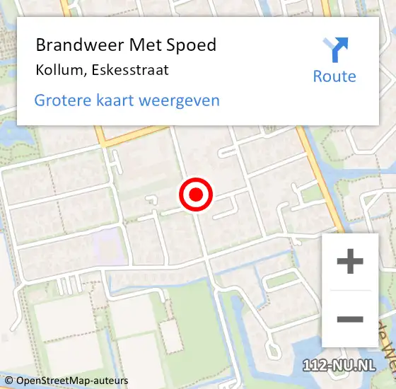 Locatie op kaart van de 112 melding: Brandweer Met Spoed Naar Kollum, Eskesstraat op 5 juni 2016 11:26