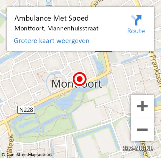 Locatie op kaart van de 112 melding: Ambulance Met Spoed Naar Montfoort, Mannenhuisstraat op 5 juni 2016 11:41