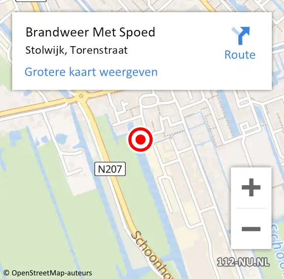 Locatie op kaart van de 112 melding: Brandweer Met Spoed Naar Stolwijk, Torenstraat op 5 juni 2016 12:04