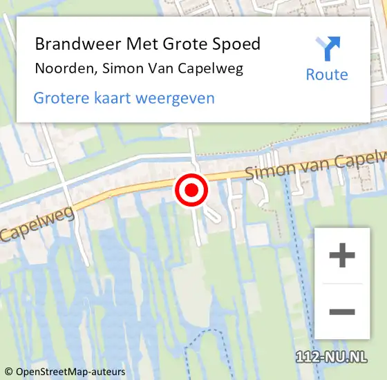 Locatie op kaart van de 112 melding: Brandweer Met Grote Spoed Naar Noorden, Simon Van Capelweg op 5 juni 2016 12:06