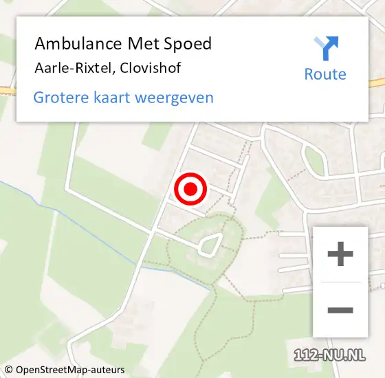 Locatie op kaart van de 112 melding: Ambulance Met Spoed Naar Aarle-Rixtel, Clovishof op 5 juni 2016 12:37