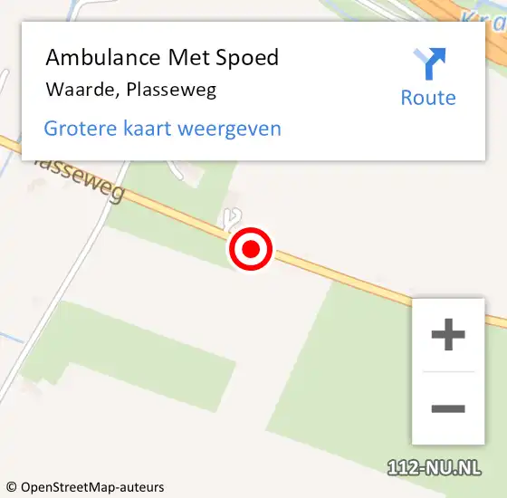 Locatie op kaart van de 112 melding: Ambulance Met Spoed Naar Waarde, Plasseweg op 5 juni 2016 13:03