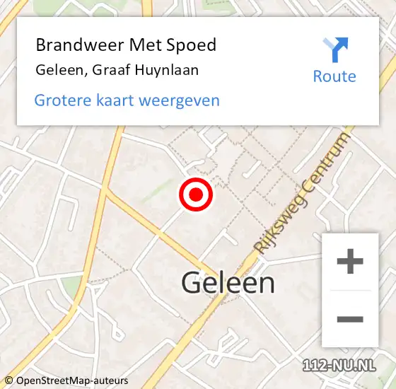 Locatie op kaart van de 112 melding: Brandweer Met Spoed Naar Geleen, Graaf Huynlaan op 5 juni 2016 14:10