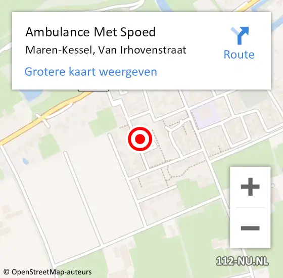 Locatie op kaart van de 112 melding: Ambulance Met Spoed Naar Maren-Kessel, Van Irhovenstraat op 5 juni 2016 14:26