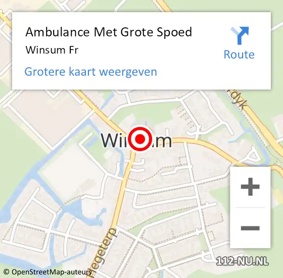 Locatie op kaart van de 112 melding: Ambulance Met Grote Spoed Naar Winsum Fr op 5 juni 2016 14:27