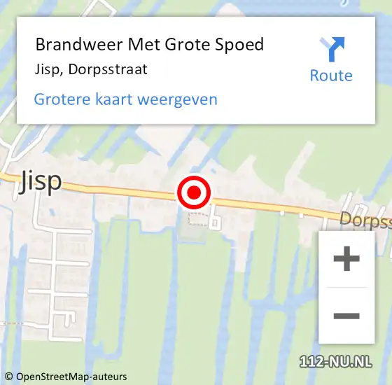 Locatie op kaart van de 112 melding: Brandweer Met Grote Spoed Naar Jisp, Dorpsstraat op 5 juni 2016 14:27