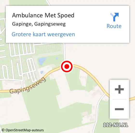 Locatie op kaart van de 112 melding: Ambulance Met Spoed Naar Gapinge, Gapingseweg op 5 juni 2016 16:20