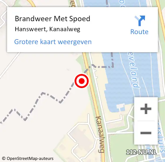 Locatie op kaart van de 112 melding: Brandweer Met Spoed Naar Hansweert, Kanaalweg op 5 juni 2016 16:20