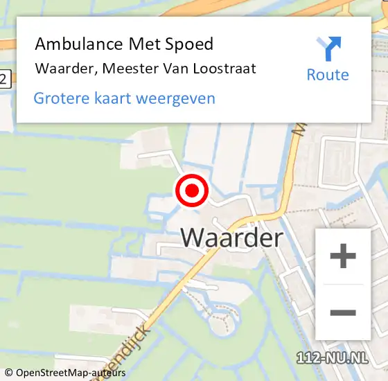 Locatie op kaart van de 112 melding: Ambulance Met Spoed Naar Waarder, Meester Van Loostraat op 5 juni 2016 16:24