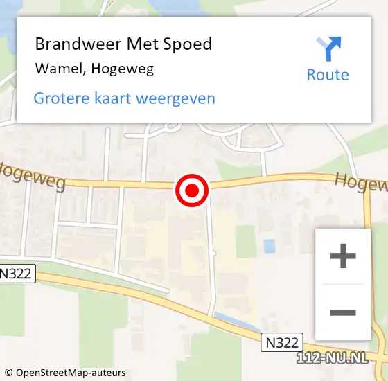 Locatie op kaart van de 112 melding: Brandweer Met Spoed Naar Wamel, Hogeweg op 5 juni 2016 16:26