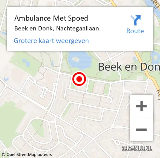 Locatie op kaart van de 112 melding: Ambulance Met Spoed Naar Beek en Donk, Nachtegaallaan op 5 juni 2016 17:17