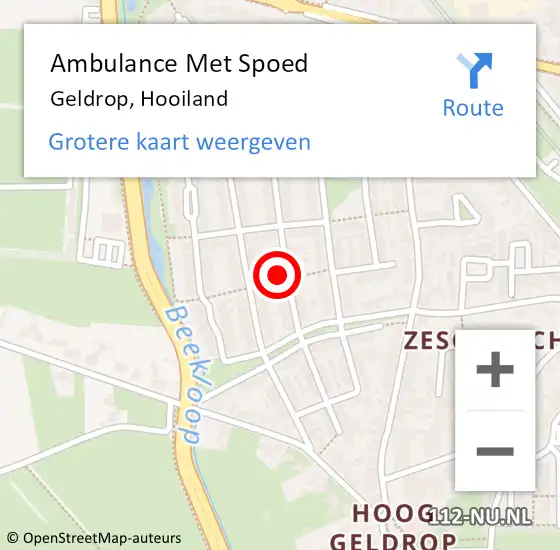 Locatie op kaart van de 112 melding: Ambulance Met Spoed Naar Geldrop, Hooiland op 5 juni 2016 17:22