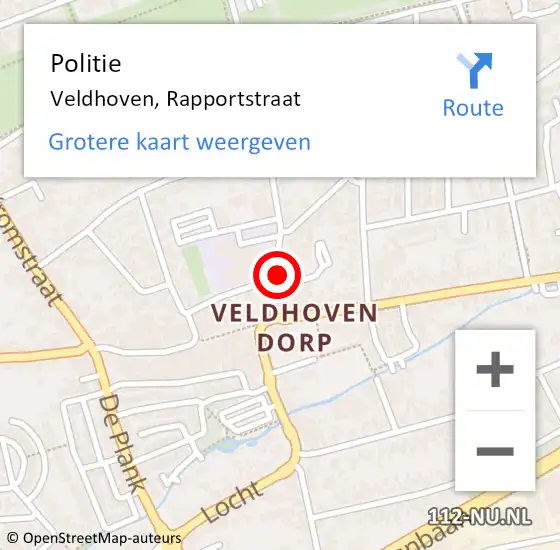 Locatie op kaart van de 112 melding: Politie Veldhoven, Rapportstraat op 5 juni 2016 17:57