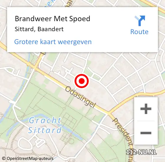 Locatie op kaart van de 112 melding: Brandweer Met Spoed Naar Sittard, Baandert op 5 juni 2016 18:05