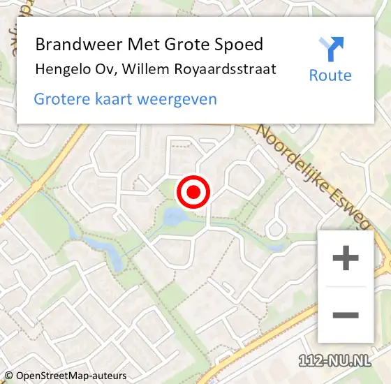 Locatie op kaart van de 112 melding: Brandweer Met Grote Spoed Naar Hengelo Ov, Willem Royaardsstraat op 5 juni 2016 18:11