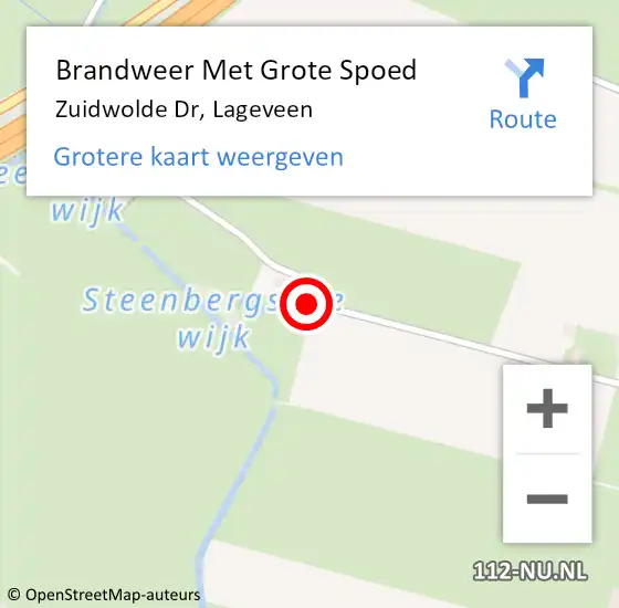 Locatie op kaart van de 112 melding: Brandweer Met Grote Spoed Naar Zuidwolde Dr, Lageveen op 5 juni 2016 18:15