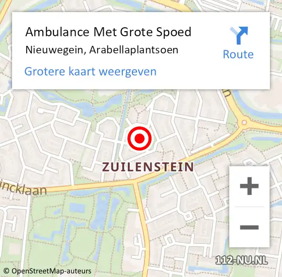 Locatie op kaart van de 112 melding: Ambulance Met Grote Spoed Naar Nieuwegein, Arabellaplantsoen op 5 juni 2016 20:25