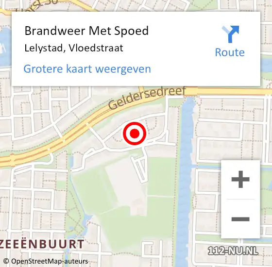 Locatie op kaart van de 112 melding: Brandweer Met Spoed Naar Lelystad, Vloedstraat op 5 juni 2016 20:26