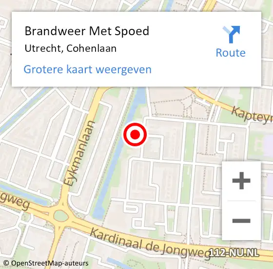 Locatie op kaart van de 112 melding: Brandweer Met Spoed Naar Utrecht, Cohenlaan op 5 juni 2016 21:27