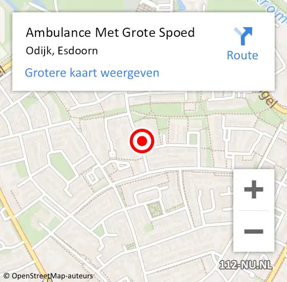 Locatie op kaart van de 112 melding: Ambulance Met Grote Spoed Naar Odijk, Esdoorn op 5 juni 2016 21:46
