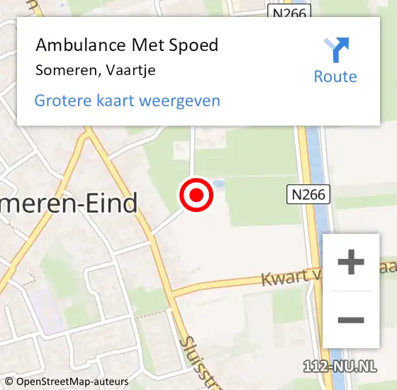 Locatie op kaart van de 112 melding: Ambulance Met Spoed Naar Someren, Vaartje op 5 juni 2016 23:52
