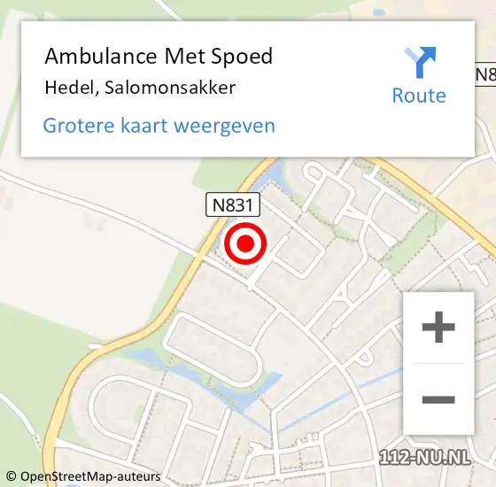 Locatie op kaart van de 112 melding: Ambulance Met Spoed Naar Hedel, Salomonsakker op 6 juni 2016 00:19