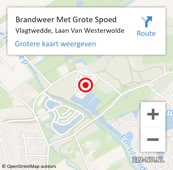 Locatie op kaart van de 112 melding: Brandweer Met Grote Spoed Naar Vlagtwedde, Laan Van Westerwolde op 6 juni 2016 02:47