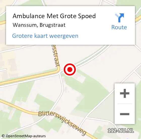 Locatie op kaart van de 112 melding: Ambulance Met Grote Spoed Naar Wanssum, Brugstraat op 6 juni 2016 02:51