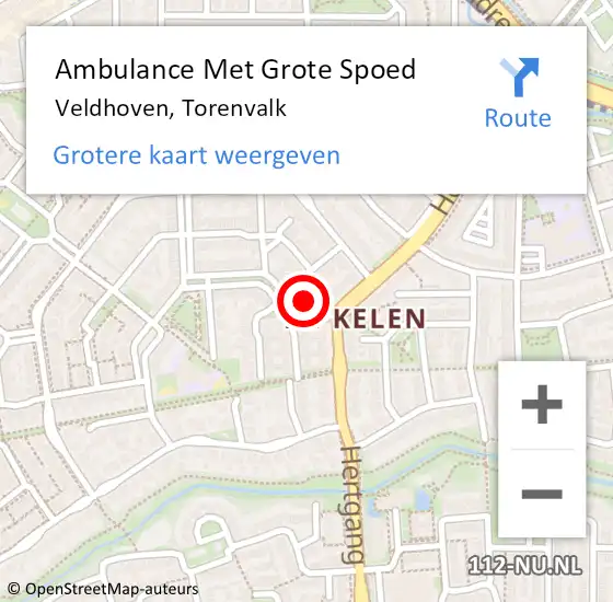 Locatie op kaart van de 112 melding: Ambulance Met Grote Spoed Naar Veldhoven, Torenvalk op 6 juni 2016 03:44