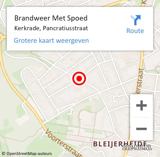 Locatie op kaart van de 112 melding: Brandweer Met Spoed Naar Kerkrade, Pancratiusstraat op 6 juni 2016 03:56