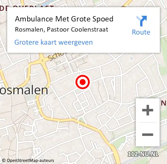 Locatie op kaart van de 112 melding: Ambulance Met Grote Spoed Naar Rosmalen, Pastoor Coolenstraat op 6 juni 2016 06:59