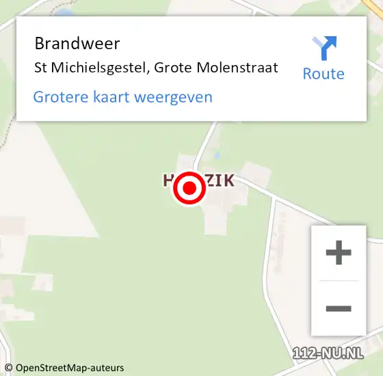 Locatie op kaart van de 112 melding: Brandweer St Michielsgestel, Grote Molenstraat op 6 juni 2016 08:30