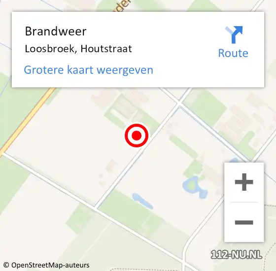 Locatie op kaart van de 112 melding: Brandweer Loosbroek, Houtstraat op 6 juni 2016 09:25