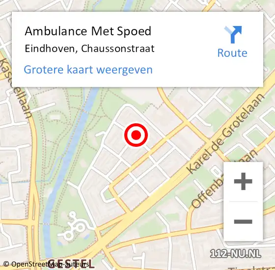 Locatie op kaart van de 112 melding: Ambulance Met Spoed Naar Eindhoven, Chaussonstraat op 6 juni 2016 10:13