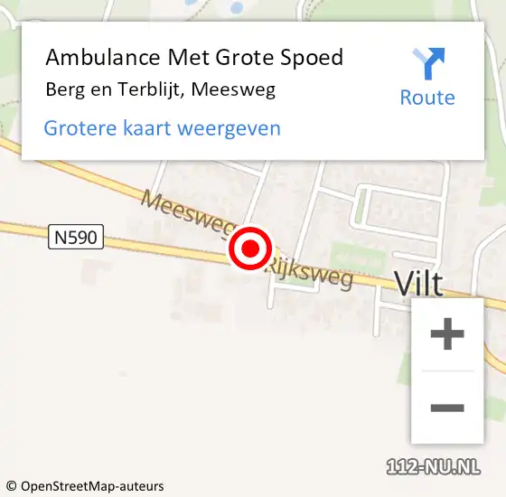 Locatie op kaart van de 112 melding: Ambulance Met Grote Spoed Naar Berg en Terblijt, Meesweg op 17 december 2013 11:49