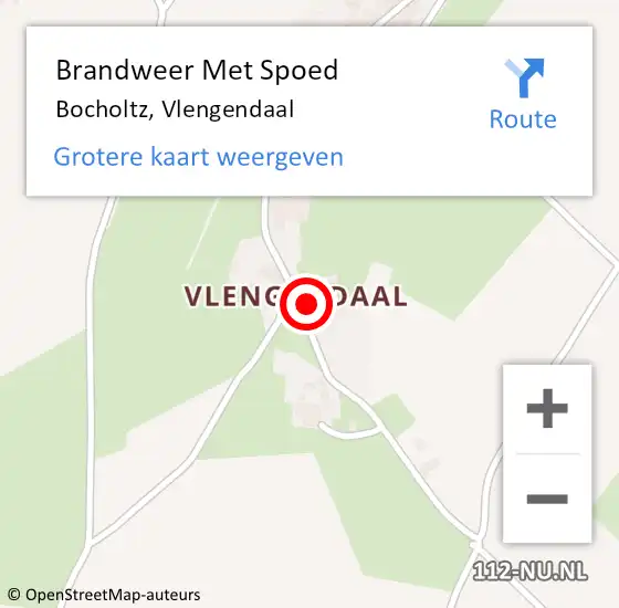 Locatie op kaart van de 112 melding: Brandweer Met Spoed Naar Bocholtz, Vlengendaal op 6 juni 2016 10:32