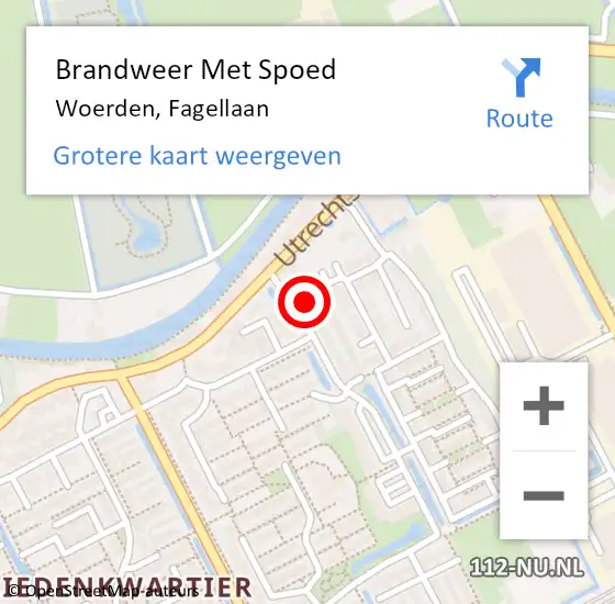 Locatie op kaart van de 112 melding: Brandweer Met Spoed Naar Woerden, Fagellaan op 6 juni 2016 10:37