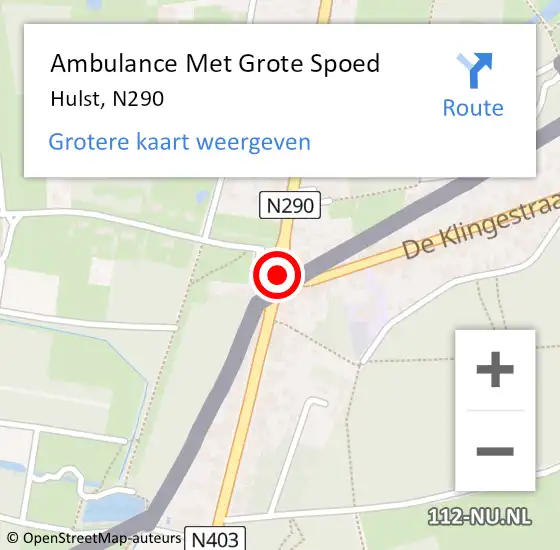 Locatie op kaart van de 112 melding: Ambulance Met Grote Spoed Naar Hulst, N290 op 17 december 2013 11:55