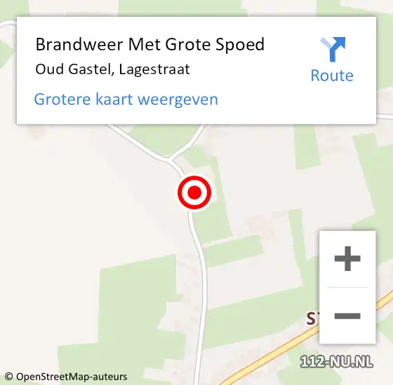 Locatie op kaart van de 112 melding: Brandweer Met Grote Spoed Naar Oud Gastel, Lagestraat op 6 juni 2016 11:20