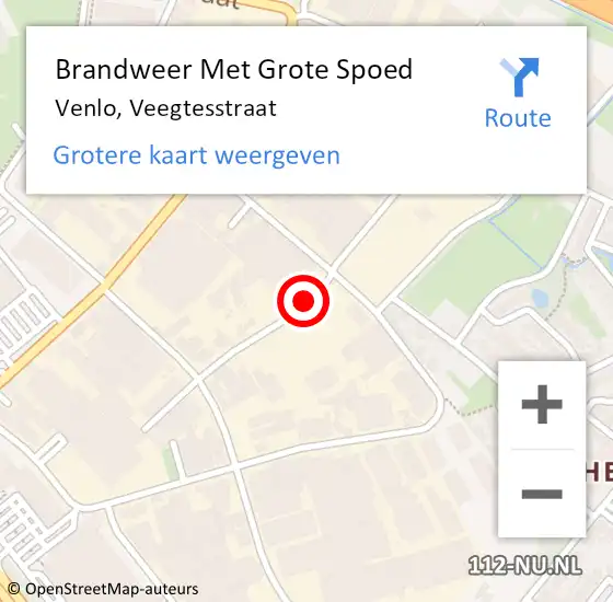 Locatie op kaart van de 112 melding: Brandweer Met Grote Spoed Naar Venlo, Veegtesstraat op 6 juni 2016 11:39