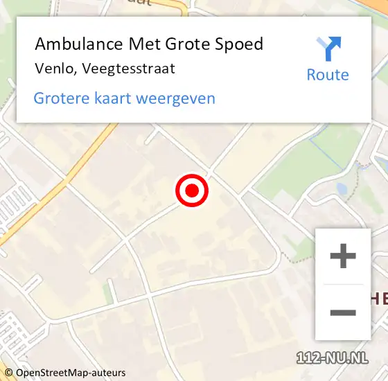 Locatie op kaart van de 112 melding: Ambulance Met Grote Spoed Naar Venlo, Veegtesstraat op 6 juni 2016 11:43