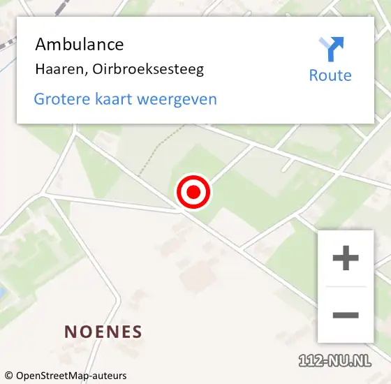 Locatie op kaart van de 112 melding: Ambulance Haaren, Oirbroeksesteeg op 6 juni 2016 11:57