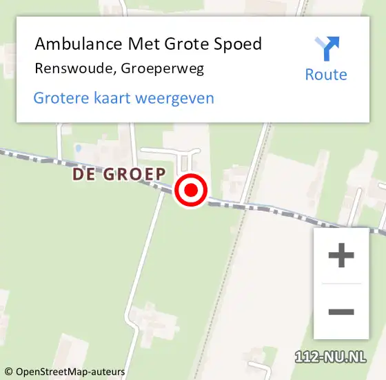 Locatie op kaart van de 112 melding: Ambulance Met Grote Spoed Naar Renswoude, Groeperweg op 6 juni 2016 12:19