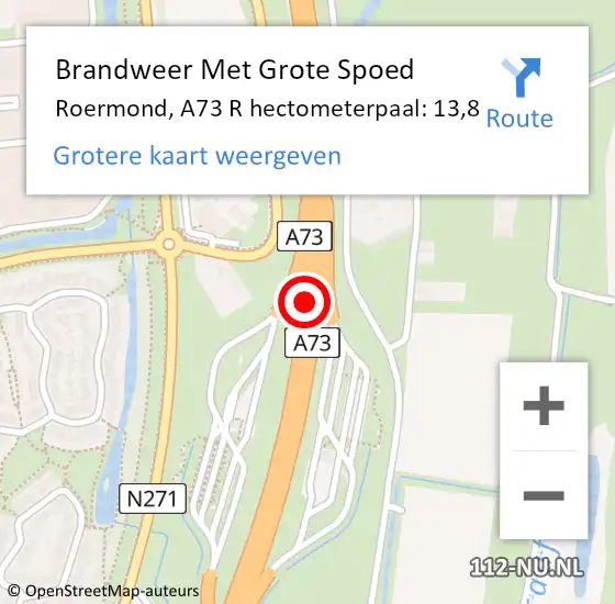 Locatie op kaart van de 112 melding: Brandweer Met Grote Spoed Naar Roermond, A73 R hectometerpaal: 16,9 op 6 juni 2016 12:49