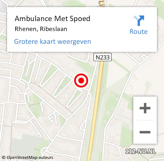 Locatie op kaart van de 112 melding: Ambulance Met Spoed Naar Rhenen, Ribeslaan op 6 juni 2016 13:02