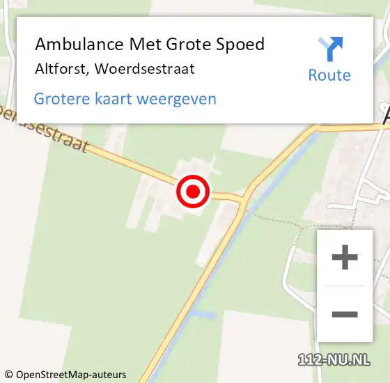 Locatie op kaart van de 112 melding: Ambulance Met Grote Spoed Naar Altforst, Woerdsestraat op 6 juni 2016 13:07